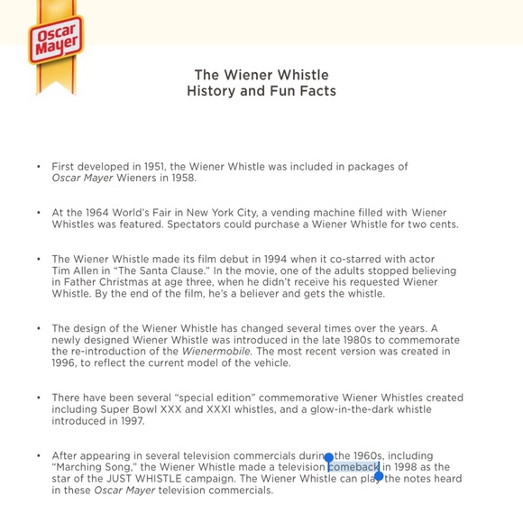 Glow in the Dark Oscar Mayer Weiner Whistle NEW SEALED RARE COLLECTIBLE - Picture 6 of 6